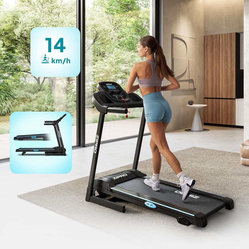 Tapis de course pliant Zipro Tekno 120 x 40 cm, 14 km/h, enceintes MP3, LCD